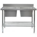 Simply Stainless SS06.1200 1200mm w x 600mm d x 900mm h DOUBLE SINK BENCH WITH SPLASHBACK